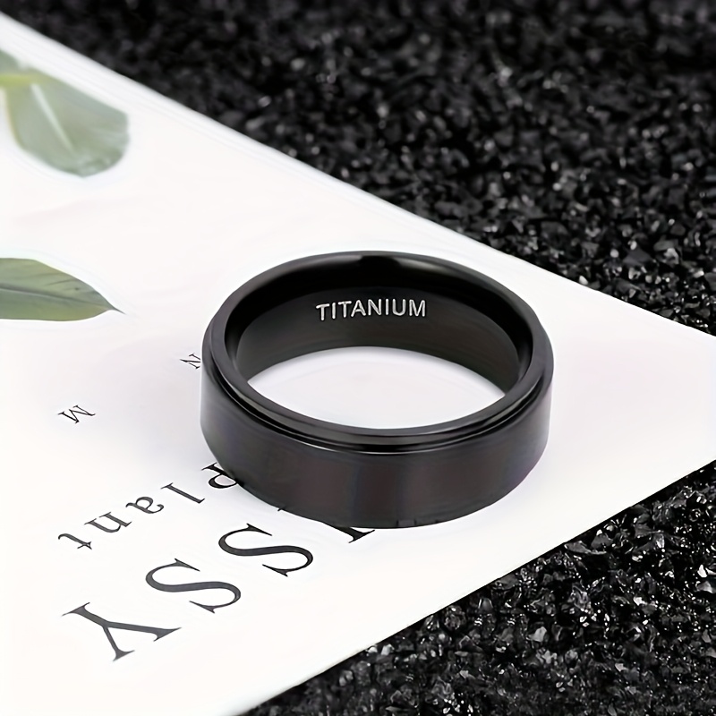 PANASH Men's Titanium Ring 6mm Sleek Step Design Lightweight Jewelry
